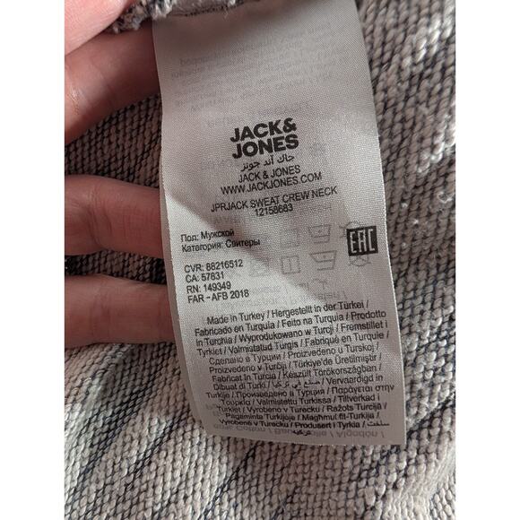 Jack & Jones Mens Premium Sweat Crewneck Sweater sz L Heather Gray Blue Textured - Picture 5 of 6